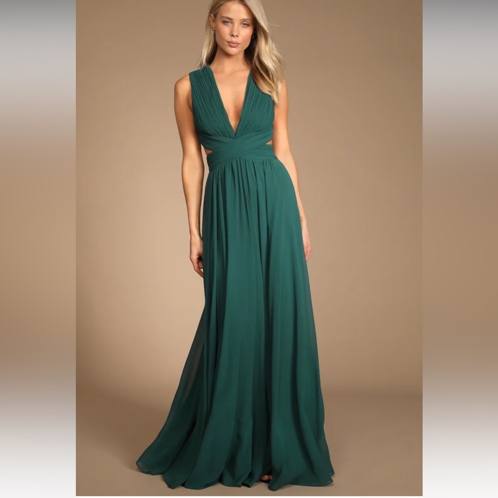COPY - Lulus Vivid Imagination Emerald Green Cutout Maxi
Dress NWOT